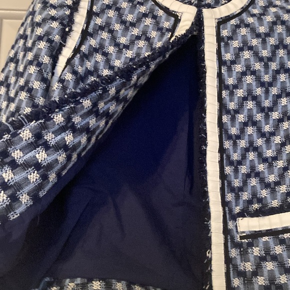Tory Burch Justine Tweed Navy/White Jacket| Size 0 - Picture 7 of 11